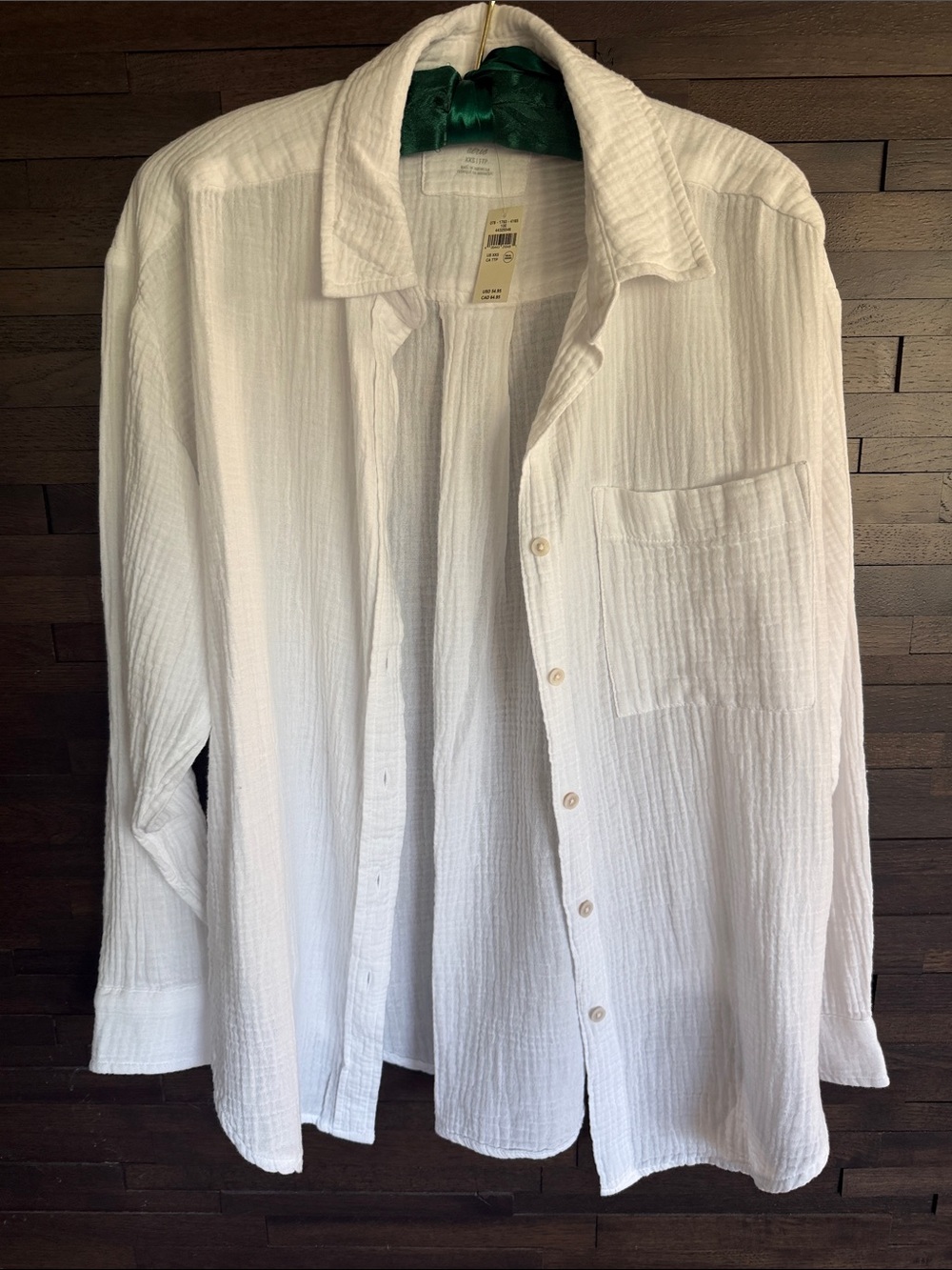 Aerie Woman’s White Lightweight Textured Button-Up Shirt cotton